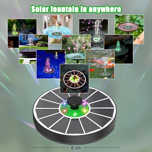 Yzert Glass Solar Fountain Floating 3.5W 2200mAh, Colorful LED, Bird Bath | Solar Water Fountain Pump Green Flower, 4 Fixers & 7 Nozzles for Garden, Outdoor, Pond, Pool