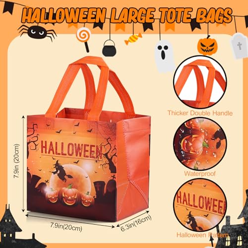 24PCS Halloween Trick or Treat Bags, Large Halloween Tote Gift Bags with Handles, Reusable Non-Woven Candy Bag for Gifts Wrapping, Party Supplies, 7.9 * 7.9 * 6.3inch - color: 24PCS Halloween Bags