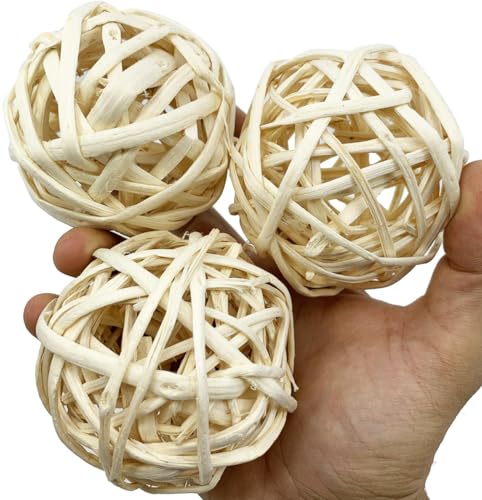 Bonka Bird Toys Pack Three Natural Woven Bamboo Balls Foot Talon Craft Part, Parrot Cage Toy, Amazon, Macaw, Eclectus, and Similar (1257 3.50 Imch) - size: 3.50 Imch