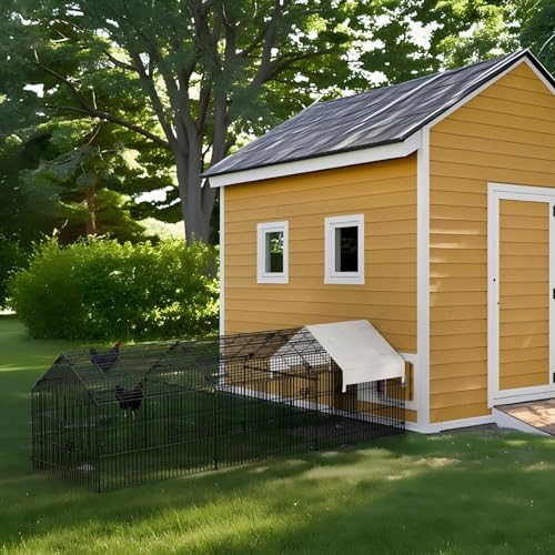 Large Walk-in Metal Chicken Coop for 10 Chickens,Heavy Duty Reinforced Wire Mesh Run with All-Weather Waterproof & Anti-UV Cover,Secure Lock - Outdoor Poultry Pen for Chickens,Ducks (Spire Roof) - size: Spire Roof
