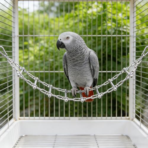 Bird Ladder Bridge, Stainless Steel Hanging Exercise Toy,Cockatiel Toys for Inside Cage, Rustproof & Bite-Proof Metal Ladder for Macaws, Cockatoos, Parakeet, Cockatiel