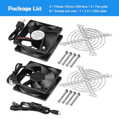 Mini 80mm USB Computer PC Case Cooling 5V Powered Fan (Quiet), Cabinet Cooler Fan with Speed Controller（2 in1 Pack） - style: 2 in 1-8025-USB