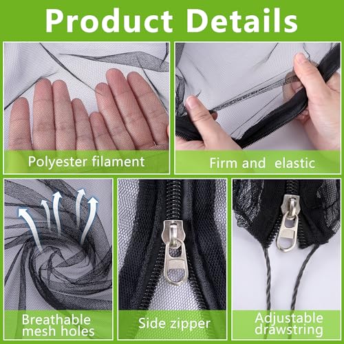 10.8 x 9.8 Ft Black Large Fruit Tree Netting with Zipper and Drawstring, Breathable Mesh Garden Bird Netting Plant Cover, Insect Bird Barrier Net Mesh for Protect Fruits Plants from Squirrel Bugs - color: 1 Pc, size: 10.8 x 9.8 Ft