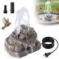All Weather Electric Bird Bath Fountain, 8W Water Pump Resin Granite Rock | 2 Nozzles and 3 Adjustable Flow Modes, IPX8 Waterproof Outdoor Fountain Pump for Bird, Birdbath, Fish Tank, Ponds