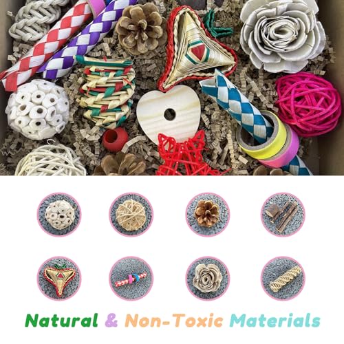Bird Foraging & Bird Shredding Toys Box,Natural Chewing and Foraging Toys for Cockatiels,Parakeets,Conures,Love Birds & Small to Medium Parrots - size: Large