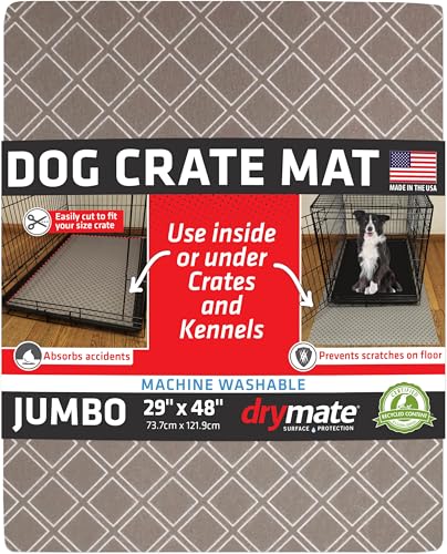 Drymate Dog Crate Mat Liner, Absorbs Urine, Waterproof, Non-Slip, Washable Puppy Pee Pad for Kennel Training - Use Under Pet Cage to Protect Floors, Thin Cut to Fit Design (USA Made) (Taupe)(29”x48”) - size: 29" x 48"