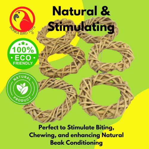 3331 Pk6 Medium Vine Wreaths Foot Talon Craft Part Bird Toy Natural Ring Woven Twist Cockatiels Parakeets Conures and Other Similar Birds