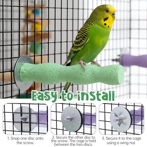 2pcs Resin Parrot Perch for Cage, Bird Beak Grinding Stone, Parakeet Nail Trimming Stick Platform Parrot Resin Beak Grinder Stone Perches Foot Claws Trimmer Chew Toy for Budgies Parakeets Cockatiels