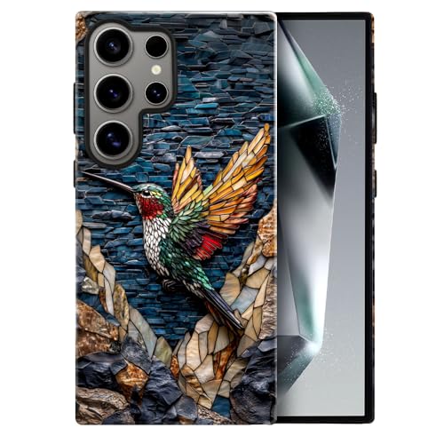 Compatible with Samsung Galaxy S25 Ultra Case,Glossy Case All-Round Protection Shockproof Anti-Scratches TPU Cover,Cases for Man Woman-Hummingbird Stained Glass - color: Hummingbird Stained Glass, size: Galaxy S25 Ultra