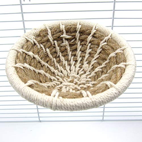 Bird Breeding Nest Bed Hut Toy with Warm Comfortable Mat Handmade Cotton Weave Hemp Rope Hatching Hut Cave Cage Accessories for Parakeet Conure Cockatiel Canary Finch Lovebird Budgie (B: HEMP) - color: B - Hemp