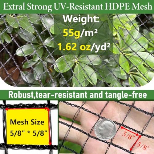 4 x 100ft Deer Fence Netting, Heavy Duty Deer Netting, 55GSM Deer Fence for Garden, Reinforced Edges Anti Bird Netting Mesh for Fruit Trees Vegetable, Raised Bed(55GSM, 4 x100ft) - size: 4 X 100ft