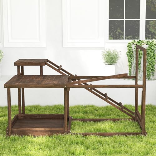PawHut Wooden Chicken Coop Perches with Swing, Roosting Bars, Activity Play Set, Chicken Coop Accessory Toys for Coop, Coffee | Activity Play Set, Accessory Toys, Chicken Playground