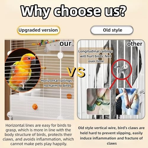 60in Large Flight Bird cage, Equipped with Bird's Nest，Ladder, Swing, Feeder, etc. with Wheels for Easy Outdoor Movement, Suitable for Parrots, Pigeons (White) - color: White