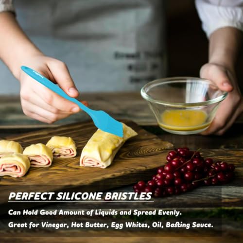 Walfos Silicone Basting Pastry Brush, 600℉ Heat Resistant Pastry Brush for BBQ Grill Baking Kitchen Cooking, BPA Free and Dishwasher Safe - color: Blue, size: Large + Small