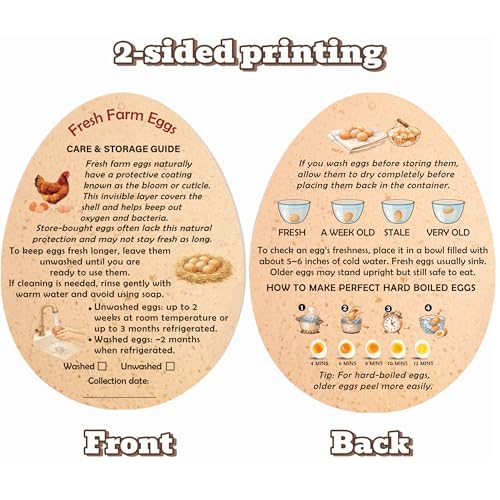 255PCS Fresh Farm Egg Handling Instruction Cards - Premium 2.7 X 3.5 Inches - Eggs Shape Style - Egg Stamps for Eggs Care Egg Cartons Cheap Bulk - Egg Stamps for Fresh Eggs for Egg Cartons Reusable