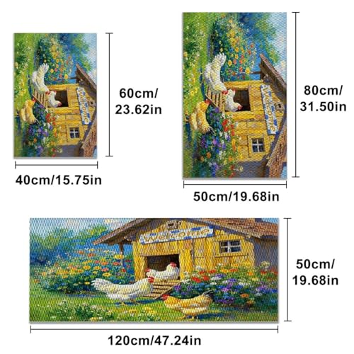 Farmhouse Kitchen Rugs Set of 3, Non Slip Washable Durable Stain Resistant Floor Mat Set,Chicken Flock Garden Pattern Warm Home Decor,Rooster Kitchen Runner Rug 16"X24"+20"X32"+20"X47" - color: Multicolour-chicken Flock Garden