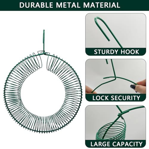 Peanut Bird Feeder, Hanging Feeder Round Metal Whole Wild Bird Feeder with Hanging Hook for Outdoor Birds and Squirrels Feeding Rust & Proof - color: 1 Pack