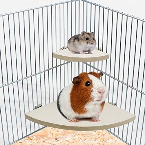 Litewoo Bird Parrot Corner Perch Flat Platform Stand, Easy to Install, Safe and Stable, Smooth Polishing Without Hurting Feet, Solid Hardwood Bird Cage Perches（S） - size: S: 3.94*3.94inch
