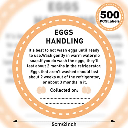 Colarr 500 Pcs Farm Fresh Eggs Carton Labels Stickers 2 Inch Egg Care Self Adhesive Writable Handling Stickers Bulk Chicken Packaging Decal Sign for Chicken Quail Farmhouse Supermarket - style: Handling