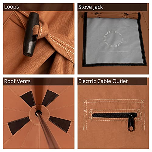 WHITEDUCK Regatta Canvas Bell Tent - w/StoveJack, Waterproof, 4 Season Luxury Camping and Glamping Yurt Tent Outdoor - color: Desert Red, size: 16.5' (5M), Water Repellent