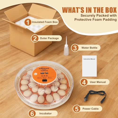 Gen IV - 30 Egg Incubator, Wide-Range Humidity with Manual Water Fill, Stable Temp Control, Dual-Size Egg Slots, Auto Egg Turning, Candler, Real-Time Display for Hatching Poultry Eggs - size: 30 egg-white