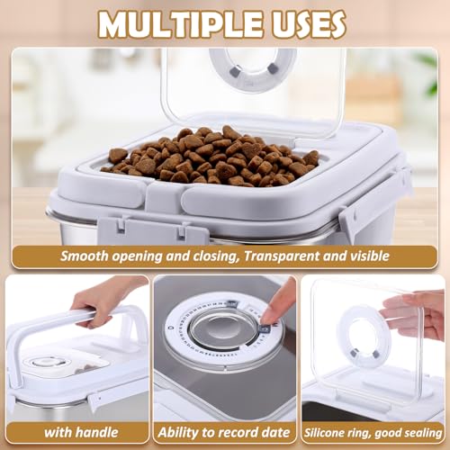 2 Pack Stainless Steel Pet Food Container with Scoop, 7.5 L/16.5 lb Small Airtight Metal Treat Storage Bin Cat Puppy Dog Food Storage Container for Dry Dog Cat, Bird Seed, Keep Fresh