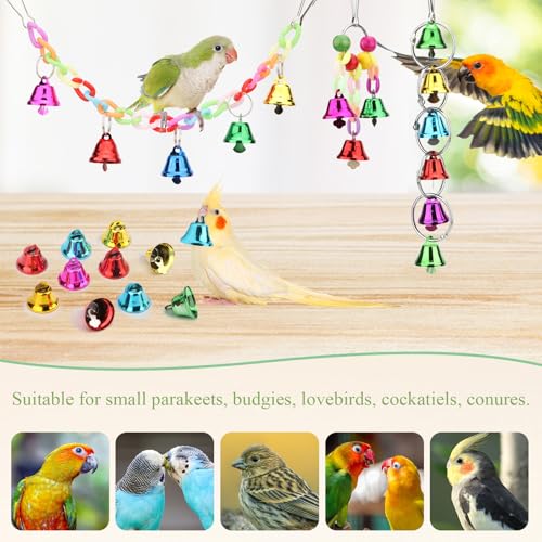 Hypeety Colorful Bird Bell Toys Parakeet Cage Hanging Chew Bells for Parrot | Bright colorful bells, chewable, safe materials, fits most cages, easy to hang, reduces boredom, for small parakeets, 4 pack - color: 4pcs Set