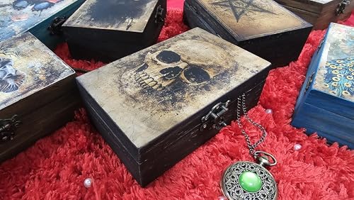 RK Collections Skull Head Trinket Box Small Jewelry Keepsake Box. Gothic Skeleton Lovers Gift Idea, Skull's Soul Spiritual Case/Holder. (6.5" Skull Face) - style: Skull
