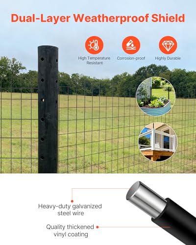 VEVOR Hardware Cloth, 48 in x 50 ft, 2 x 4 in Mesh 14 Gauge Galvanized Steel Wire Fencing for Cattle, Hog & Sheep, Heavy Duty Vinyl Coated Fence for Animal Enclosures, Cage Wire, Garden Fences - size: 48in*50ft 2in*4in