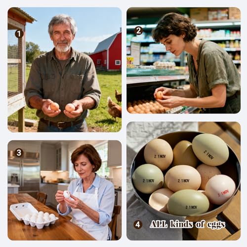 Egg Dater Kit with Date Stamp and Ink Pads for Farm Fresh Eggs | Easy Adjustable Month Day Stamp for Home Chicken Egg Mark Farm Office Shipping - size: 1 PACK