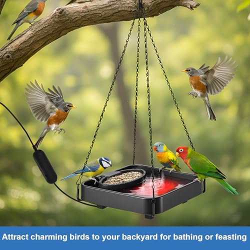 4 Pack Heated Bird Bath for Winter Outdoors, 75w Hanging Birdbath with Birdbath Copper Disk Pipe Insulation Tape Extension Cord Cover, Bird Feeder for Winter Outdoor Garden Yard Patio Lawn(2-in-1) - style: 2-in-1