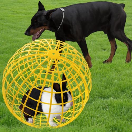 CalorMixs19.6 Movable Ball-Shaped Animals & Poultry Cages,Pet Safe Walking Net, Farm Courtyard Outdoor Accessible Rolling Rabbit Duck Hutch Chicken Coop,Preventing Dog Bites Trampled by Horse(1 PC) - color: Yellow