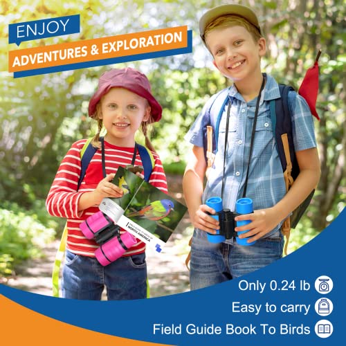 Toys for 3-7 Year Old Boys: LET'S GO! Binoculars for Kids with Bird Watching Manual Easter Birthday Gifts for 4 5 6 7 8 Year Old Boy Girls Outdoor Toy for Kid Ages 5-7 Toddler Camping Telescope - color: Blue