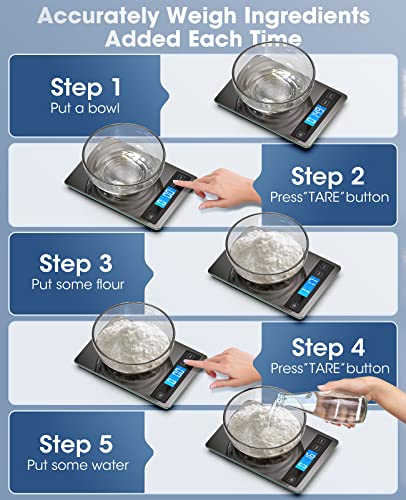 Digital Kitchen Food Scale 22lb for Cooking Baking | Stainless Steel, 1g/0.1oz Precise, Backlit LCD, Tare Function, Easy Clean,Weight Grams and Ounce - color: Grey