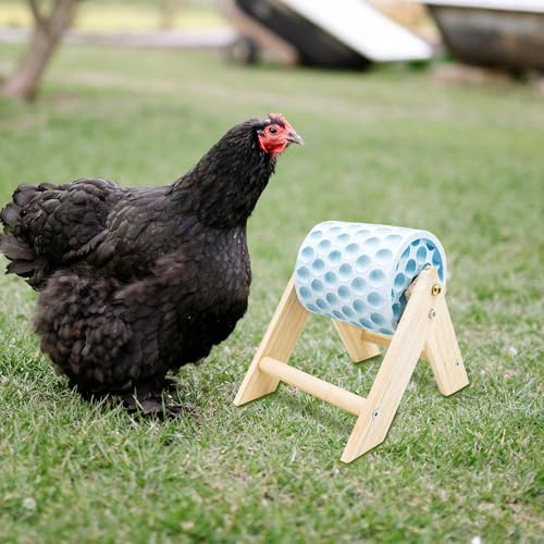 Chicken Coop Accessories, Beak Grinding Calcium Stone with Wooden Stand, Enrichment Toys for Hens, Ducks, Geese, Turkeys, Poultry, Blue - color: Blue