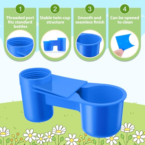 LemonRoad 24 Pcs Bird Drinker Feeder Cups Plastic Water Bottle Cup for Cage Ideal for Pigeon Bottle Chicken Quail Poultry Waterer Accessories(Blue) - color: Blue