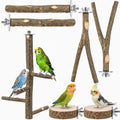 Novabright 6 Pack Natural Wood Bird for Cage Perches Wooden Parrot Stand with Fork Toys Hanging Multi Branch Platform Hanging Grapevine Parrot Perch for Parakeets Budgies Pet Bird Accessories