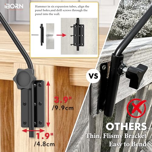 iBorn 45" Wall Mount Hanging Bracket,Heavy Duty Bird Feeder Pole for Hanging Bird Feeder, Planter, Suet Baskets, Wind Chimes, 180°Rotatable Arm,Solid Wire, Pack of 2 - size: 45"Hanging Bracket,Pack of 2