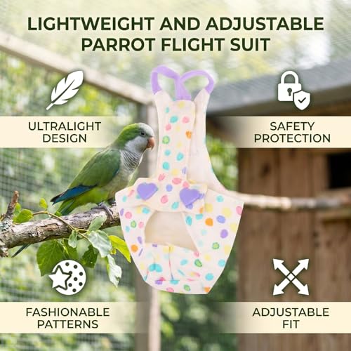Haofy Parrot Flight Suit Lightweight Adjustable Bird Harness with Backstrap Design Safe Escape Proof for Outdoor Travel Cute Parrot Outfit Wings Free Movement (Style 2) - size: Style 2