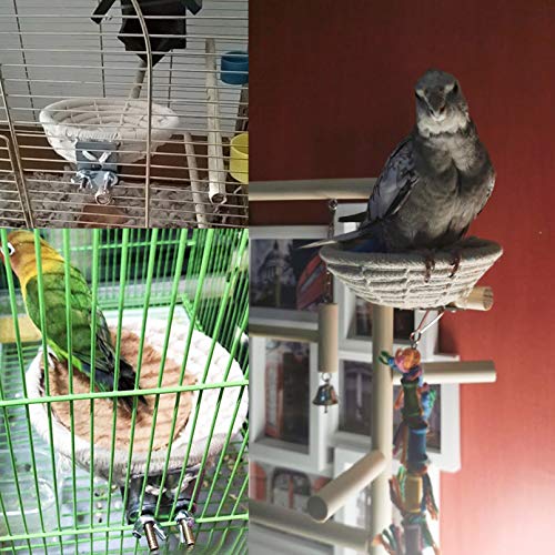 Hamiledyi Handmade Cotton Rope Nest Parakeet Bed Breeding Nest Small Parrot Cage Hatching Nesting for Cockatiel Canary Lovebird Finch and Other Small Birds - color: Off-white