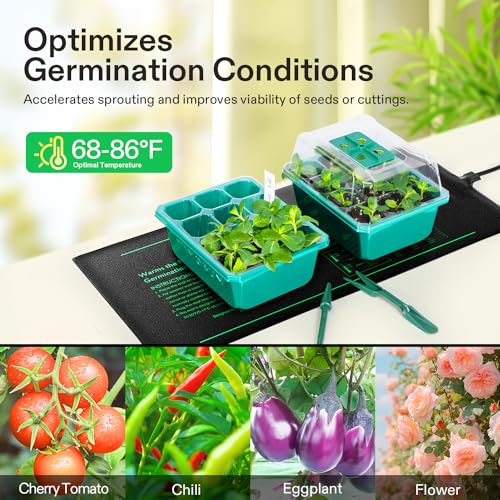 VIVOSUN 10"x 20.75" Seedling Heat Mat and Digital Thermostat Combo Set, UL & MET-Certified Warm Hydroponic Heating Pad for Germination, Indoor Gardening, Greenhouse (Pack of 2) - size: 10"x20.75" (Pack of 2)