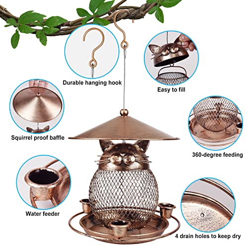 LBTING Bird Feeder, Wild Bird Feeder for Outdoor, Cute Cat-Shaped Style | Squirrel Proof, Metal, Decoration, Hanging Outside Garden Yard - style: Cat-Shaped