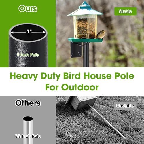 Bird House Pole for Outdoor, 58 Inch Heavy Duty Bird Feeder Pole with 5-Prong Base,1 Inch Diameter Bird Feeder Stand for Yard Garden Patio Watching (Without Bird House) - size: 58"