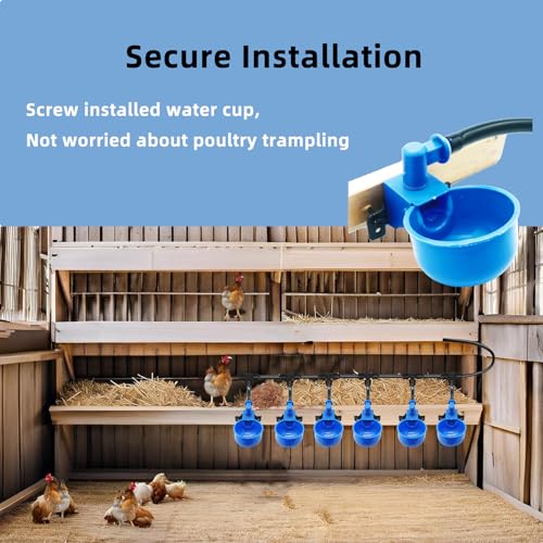 Automatic Chicken Waterer, 6 Cups Float Controlled No-Spill Dispenser | Quick-Connect Poultry Water Dispenser., Reliable Poultry Watering Solution for Backyard Farm