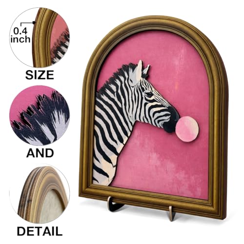 3D Funky Pink Zebra Bubble Gum Wall Art Sign Room Decor | Funky Pink Zebra Print Wall Art 3D Bubble Gum Animal Sign Desk Decor Bedroom Shelf Display Funny Gifts - color: Horse