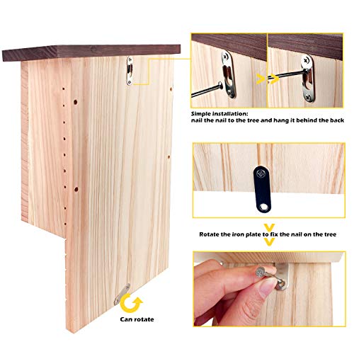 Bat House Bat Box Double Chamber Outdoor House Nursery Bat Shelter Habitat Big bat Box Handcrafted from Cedar Wood - Easy for Bats to Land and Roost - Weather Resistant & Ready to Install - color: Wood