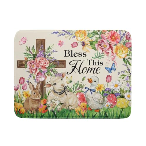 Easter Farmhouse Dish Drying Mat Funny Animal Microfiber Dish Pad for Kitchen Counter Large 18 X24 In - color: Colorful Farmhouse Animal, size: 24" x 18"