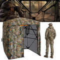 Hunting Blind See Through, Pop Up Ground Deer Blind, Large Door | 270/288/360 Degree See Thru, 1/2/3/4 Person Hunting Camouflage Tent, With/Without floor, Swing/Diamond/Horizontal Door Design - size: 3-4 Person, style: 270°/Horizontal Door