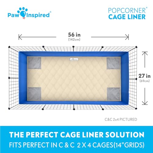 Paw Inspired PopCorner Washable Fleece Cage Liners, C&C 2x4, Beige | Reinforced Corners, Super Absorbent Mat, Bedding, Waterproof Bottom, Guinea Pigs, Ferrets, Rabbits, Hamsters, Small Animals - color: Tan, size: C&C 2X4