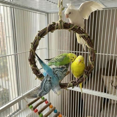 2-Pack Bird Woven Vine Swing Toys, Parrot Standing Climbing Perch,Bird Cage Toys for Budgerigar, Parakeet, Conure, Cockatiel, Mynah, Love Birds, Finches and Other Small to Medium Birds - size: Large